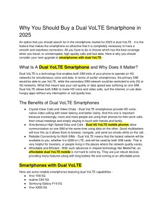 Why You Should Buy a Dual VoLTE Smartphone in 2025