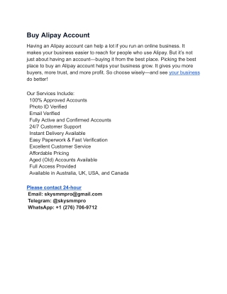 Top 11 Websites To Buy, Verified Alipay Accounts
