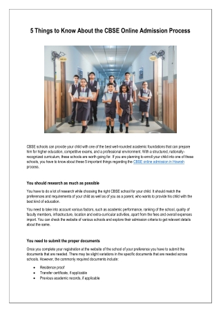 5 Things to Know About the CBSE Online Admission Process
