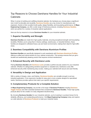 Top Reasons to Choose Darshana Handles for Your Industrial Cabinets