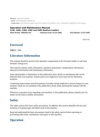 Caterpillar CAT 428C BACKHOE LOADER (2CR00001-16211) Operation and Maintenance Manual Instant Download