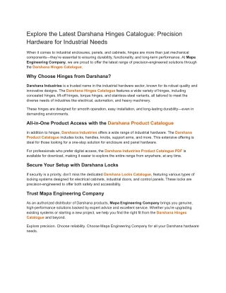 Explore the Latest Darshana Hinges Catalogue_ Precision Hardware for Industrial Needs