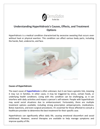 Understanding Hyperhidrosis's Causes, Effects, and Treatment Options