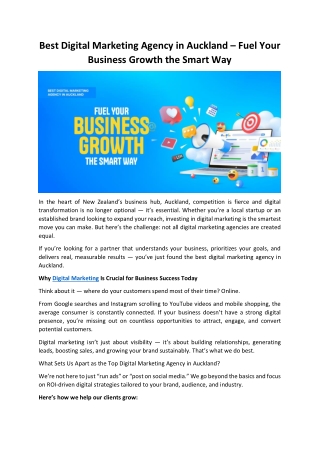 Best Digital Marketing Agency in Auckland – Fuel Your Business Growth the Smart
