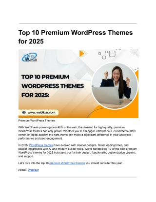 Top 10 Premium WordPress Themes for 2025