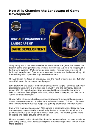 How AI is Changing the Landscape of Game Development