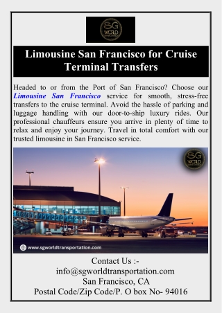 Limousine San Francisco for Cruise Terminal Transfers