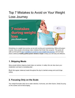top 7 mistakes to avoid on your weight loss