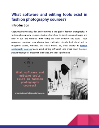 What software and editing tools exist in fashion photography courses_Indian photo Academy