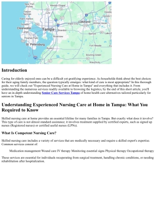 Understanding Skilled Nursing Care at Home in Tampa: What You Need to Know