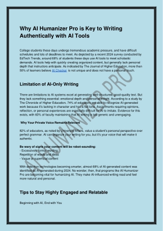 Why AI Humanizer Pro is Key to Writing Authentically with AI Tools