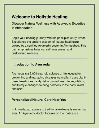 Discover Natural Wellness with Ayurvedic Expertise in Ahmedabad