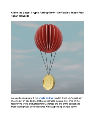 Claim the Latest Crypto Airdrop Now – Don’t Miss These Free Token Rewards