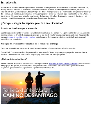 Transporte Práctico: Cómo Facilitar tu Viaje por el Camino de la ciudad de Santi