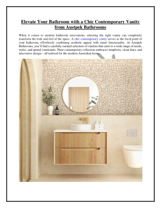 Elevate Your Bathroom with Custom Vanities from Austpek Bathrooms
