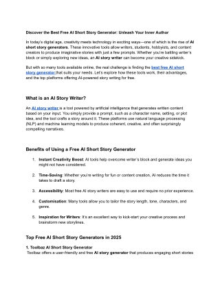 Discover the Best Free AI Short Story Generator_ Unleash Your Inner Author