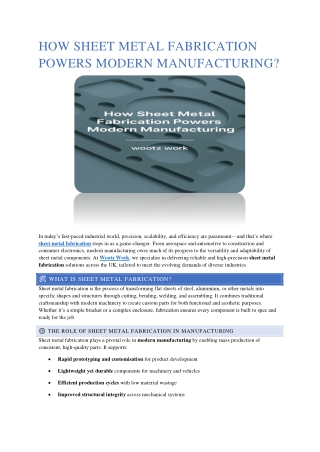 How Sheet Metal Fabrication Powers Modern Manufacturing