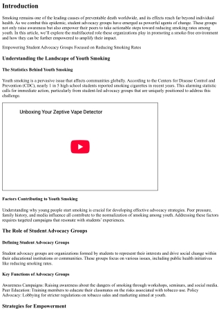 ”Empowering Student Advocacy Groups Focused on Reducing Smoking Rates