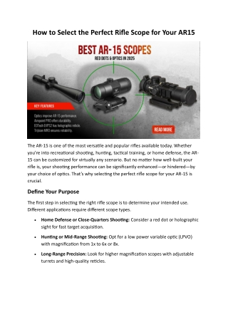 How to Select the Perfect Rifle Scope for Your AR15