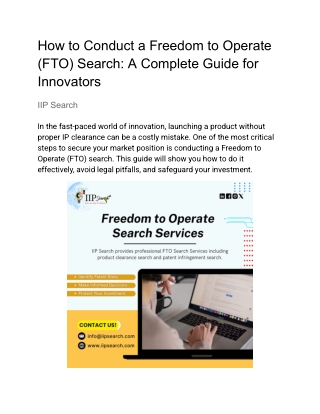 How to Conduct a Freedom to Operate (FTO) Search | Complete Guide 2025
