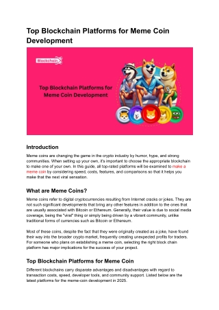 Top Blockchain Platforms for Meme Coin Development