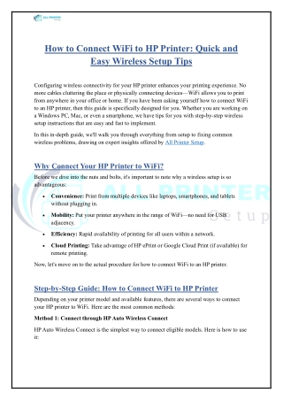 How to Connect WiFi to HP Printer Quick and Easy Wireless Setup Tips