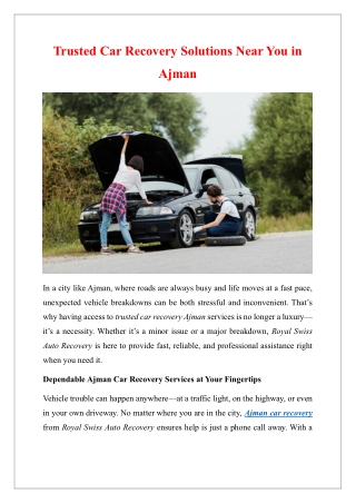 trusted car recovery solutions near you in