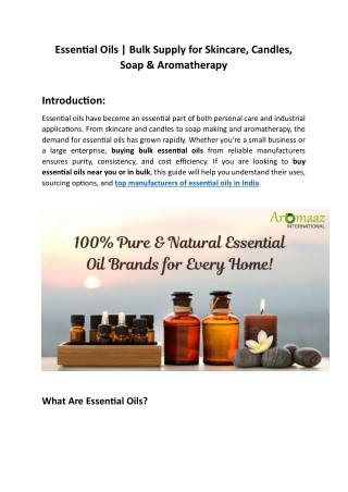 Essential Oils | Bulk Supply for Skincare, Candles, Soap & Aromatherapy