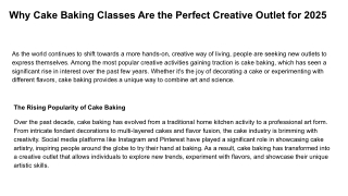 Why Cake Baking Classes Are the Perfect Creative Outlet for 2025