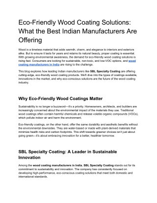 Eco-Friendly Wood Coating Solutions_ What the Best Indian Manufacturers Are Offering