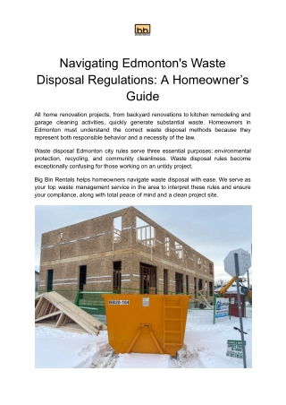 Waste Disposal Edmonton | Big Bin Rentals