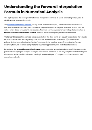 Understanding the Forward Interpolation Formula in Numerical Analysis