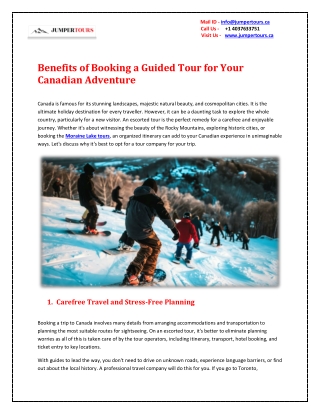 Benefits of Booking a Guided Tour for Your Canadian Adventure
