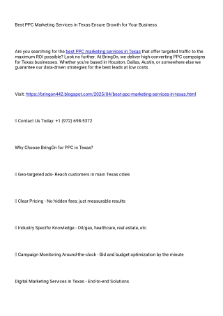 Best PPC Marketing Services in Texas Ensure Growth for Your Business