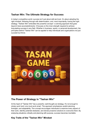 Tashan Win_ The Ultimate Strategy for Success