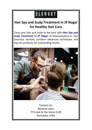Hair Spa and Scalp Treatment in JP Nagar for Healthy Hair Care