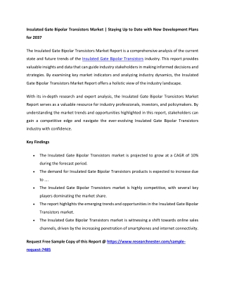 Insulated Gate Bipolar Transistors Market Trends 2037