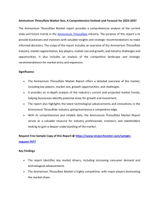 Ammonium Thiosulfate Market| Exploring Current Trends and Growth Status for 2037