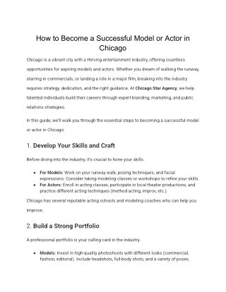 How to Become a Successful Model or Actor in Chicago