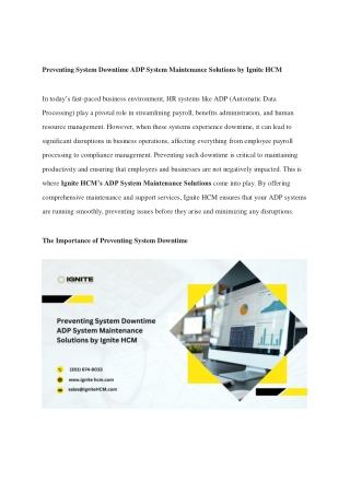 Preventing System Downtime ADP System Maintenance Solutions by Ignite HCM