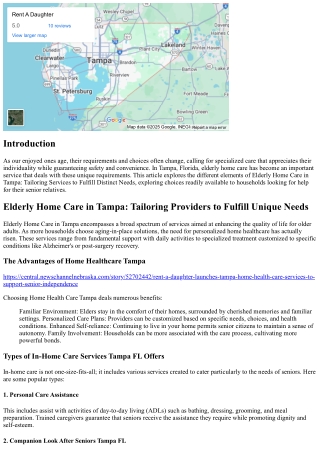 Elderly Home Care in Tampa: Tailoring Solutions to Satisfy Unique Needs