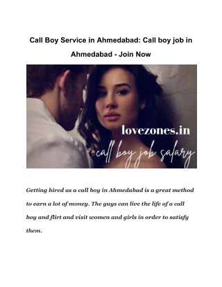 Call Boy Service in Ahmedabad_ Call boy job in Ahmedabad - Join Now