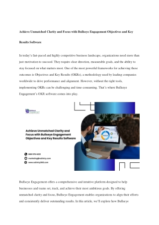 Achieve Unmatched Clarity and Focus with Bullseye Engagement Objectives and Key Results Software