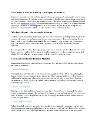 fence repair alabama