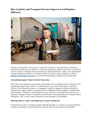 how logistics and transport services improve