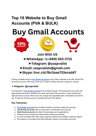 Top 10 Website to Buy Gmail Accounts (PVA & BULK)