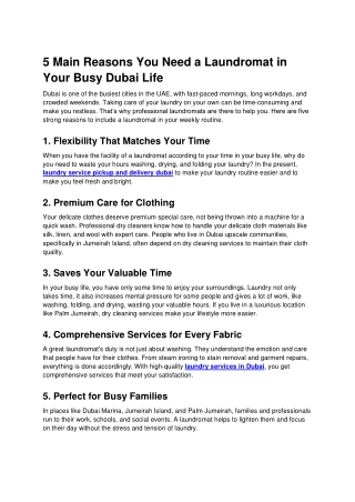 Need a Laundromat in Your Busy Dubai Life