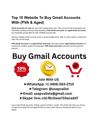 Top 10 Website To Buy Gmail Accounts With (PVA & Aged)