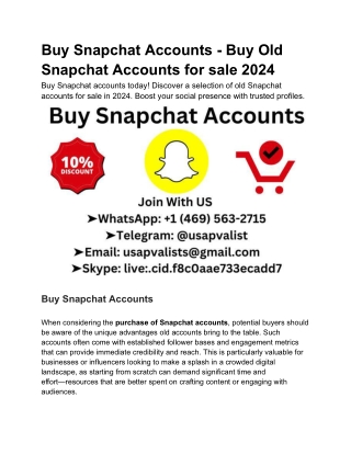 Buy Snapchat Accounts - Buy Old Snapchat Accounts for sale 2024