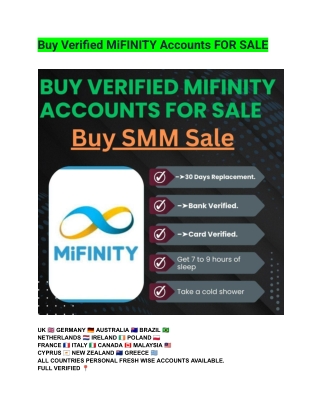 Buy Verified MiFINITY Accounts FOR SALE
